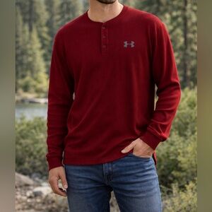 Under Armour Waffle Knit Henley Tee | Performance Base Layer | EUC